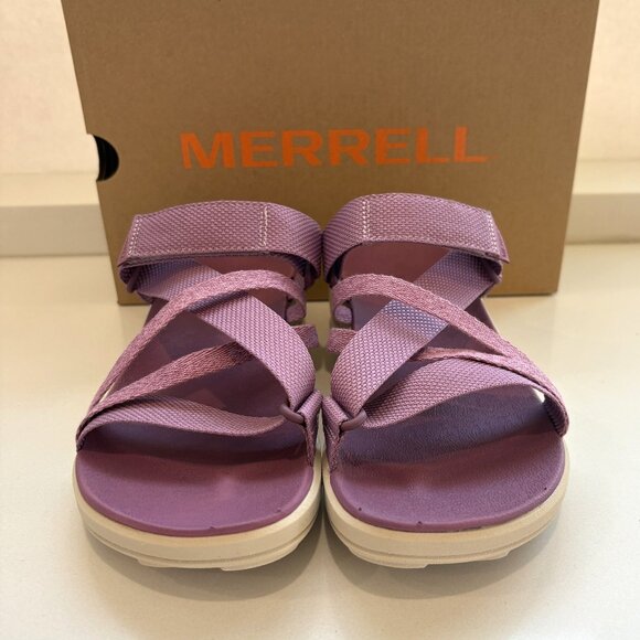 Merrell District 4 Mendi Sandals Slip On Wedge Mauve Size 9 NEW - Picture 3 of 7